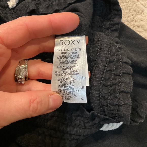 Roxy Pants Size Small Black Linen Blend Drawstring Waist Womens - Picture 4 of 11